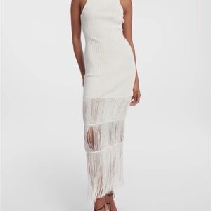 Khaite White Fringe Knit Maxi Dress - Elegant Women’s Dress